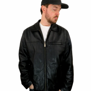 Wilsons Leather Men's Black Bomber Faux Leather Jacket