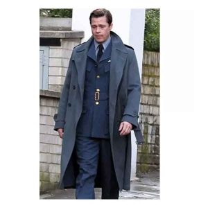 Allied Brad Pitt Max Vatan Double Breasted Coat