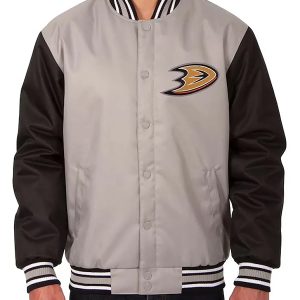 Anaheim Ducks Front Hit Poly Twill Gray And Black Jacket