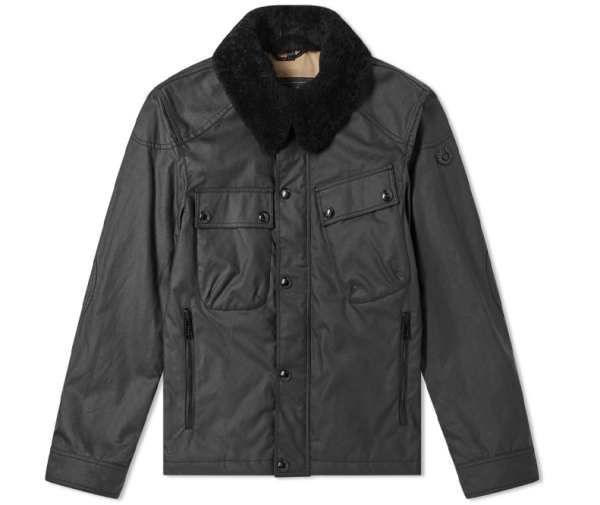 Belstaff Patrol Shearling Collar Waxed Leather Jacket