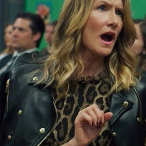 Big Little Lies Laura Dern Black Biker Leather Jacket