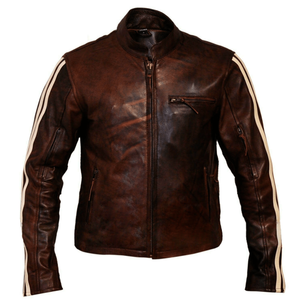 Biker Motorcycle Brown Cruiser Leather Jacket