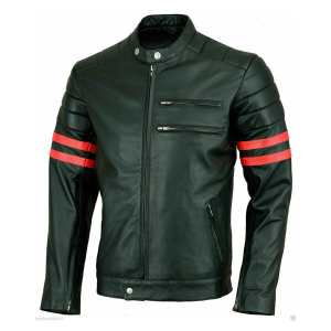 Black Slim Fit Biker Men Cafe Racer Leather Jacket