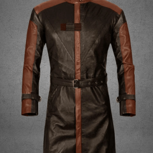 Brown Aiden Pearce Watch Dog Leather Trench Coat