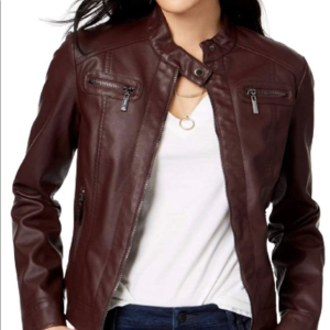 Brown Faux Leather Jacket 2