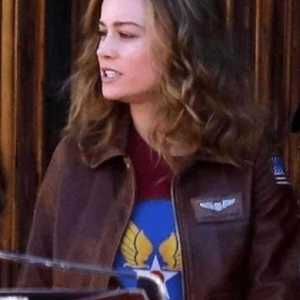 Captain Marvel Carol Danvers Brown Bomber Jacket