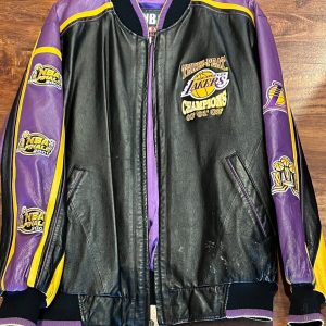 Carl Banks Nba Los Angeles Lakers 3 Peat Men's Leather Jacket