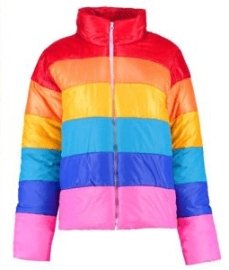 Brie Larson Puffer Rainbow Jacket