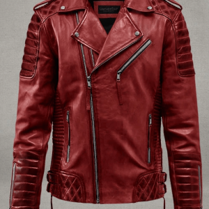 Charles Burnt Red Faux Leather Jacket