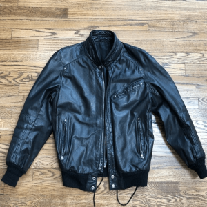 Claude Montana Black Bomber Leather Jacket