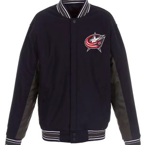 Columbus Navy Blue And Charcoal Poly Twill Accent Jacket