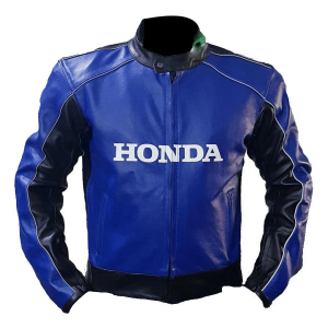 Cowhide Honda Blue Racing Motorbike Leather Jacket