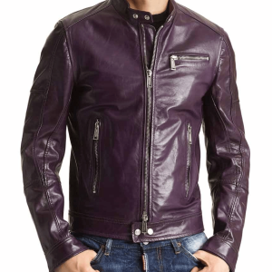 Dark Purple Motorcycle Leather Jacket