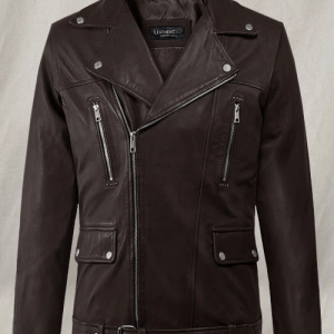 Dauntless Brown Biker Faux Leather Jacket