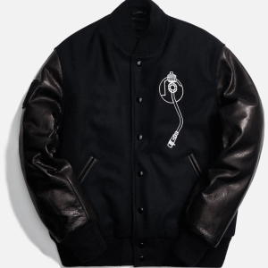 Def Jam Black Wool And Leather Bomber Jacket