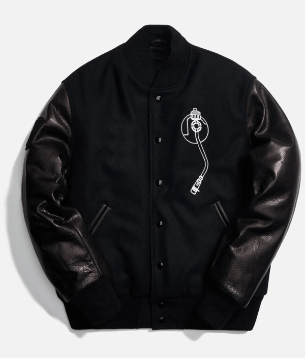 Def Jam Black Wool And Leather Bomber Jacket