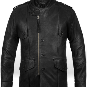 Distressed Black Leather Motorcycle Jacket