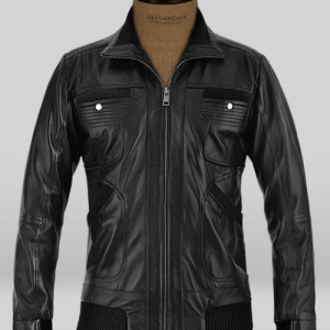 Distressed Black Motorcycle Faux Leather Jacket