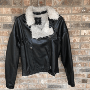 Edgy Black Leather Bomber Jacket