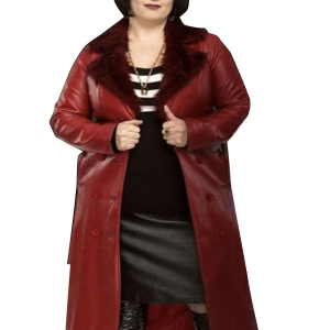 Gavin And Stacey Ruth Jones Fur Collar Red Coat