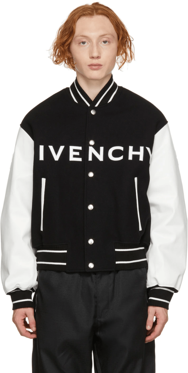 Givenchy Black & White Wool Bomber Jacket