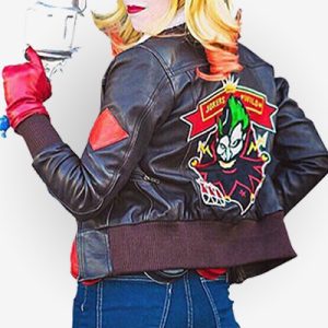 Halloween Harley Quinn Bombshell Bomber Leather Jacket