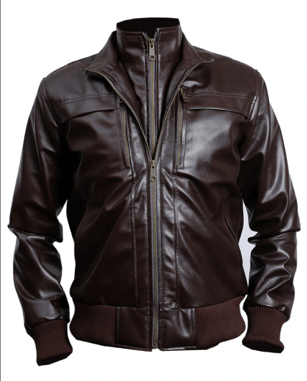 Heavy Brown Bomber Leather Jacket