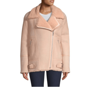 Joie Darnesha Shearling Cream Moto Leather Jacket