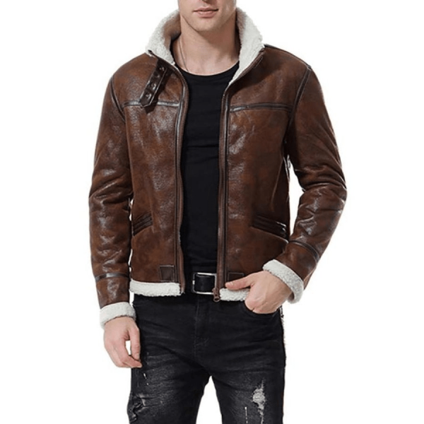 Junya Mens Brown Leather Jacket