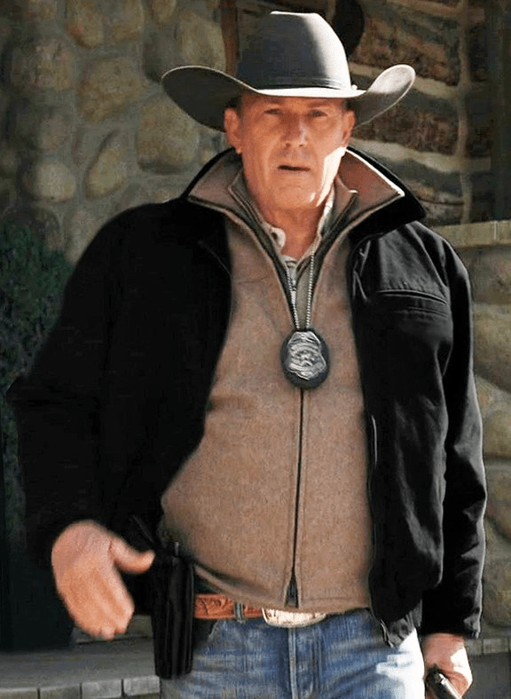 Kevin Costner Yellowstone John Dutton Black Cotton Jacket
