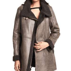 Lisa Brown Aviator Fur Leather Jacket