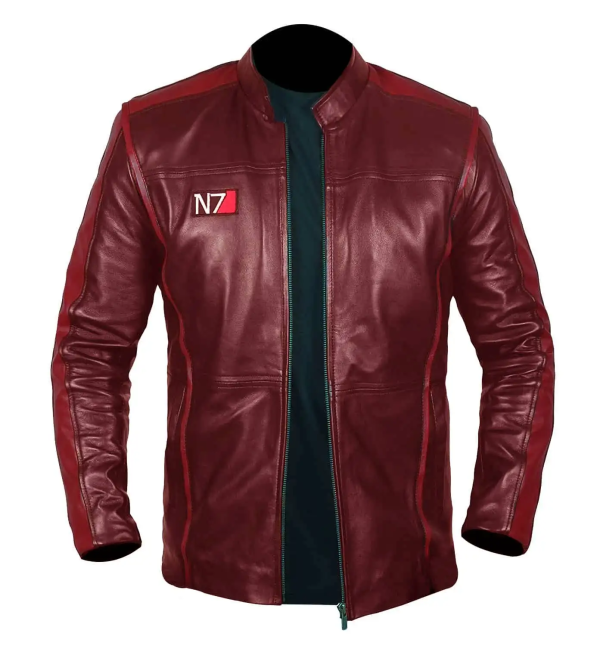 Men N7 Mass Effect 3 Red Biker Jacket