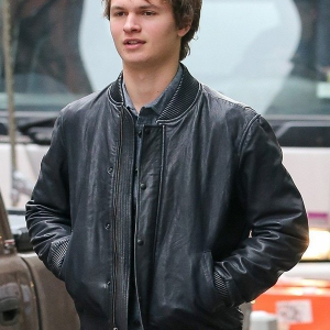 Ansel Elgort Bomber Black Jacket