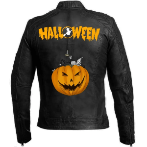 Halloween Vintage Biker Leather Jacket For Men's