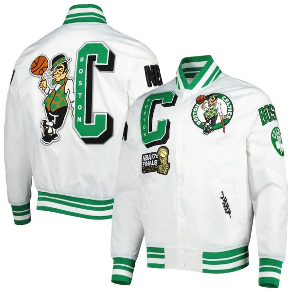 Boston Mens Celtics Pro Standard White Mash Up Capsule Satin Jacket