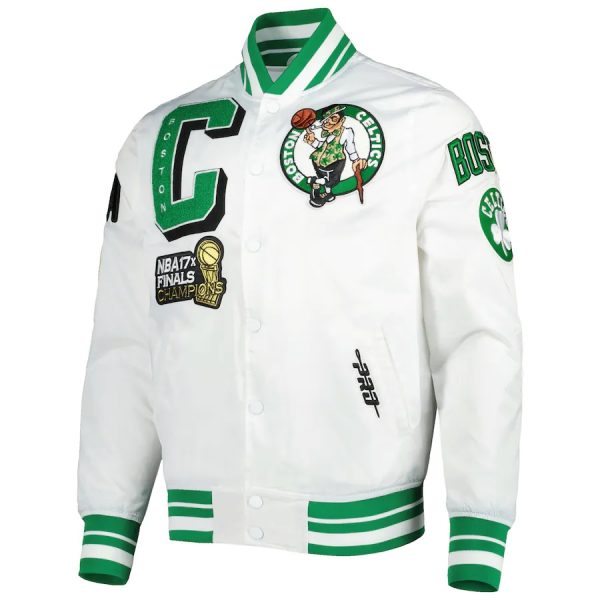 Men's Boston Celtics Pro Standard White Mash Up Capsule Satin Jacket