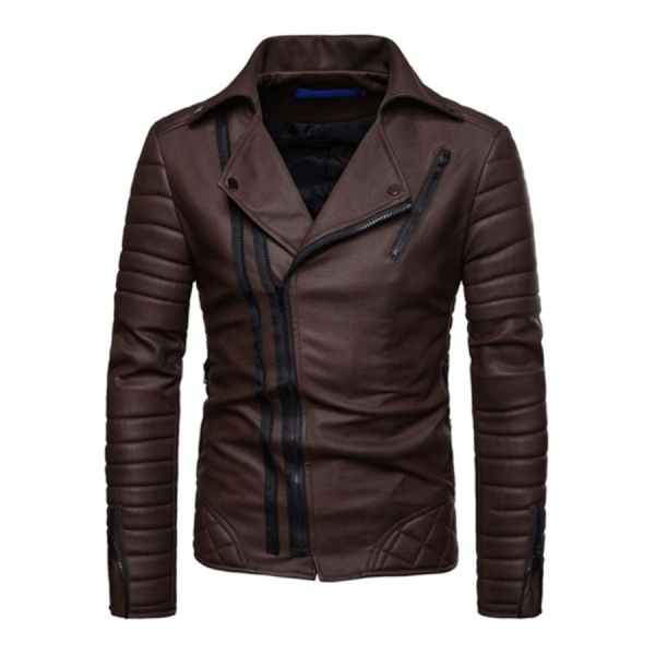 Mens Brown Zipper Leather Jacket