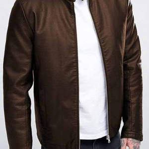 Casual For Man Brown Leather Jacket