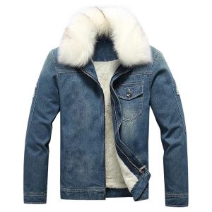 Mens' Faux Fur Collar Cropped Jacket