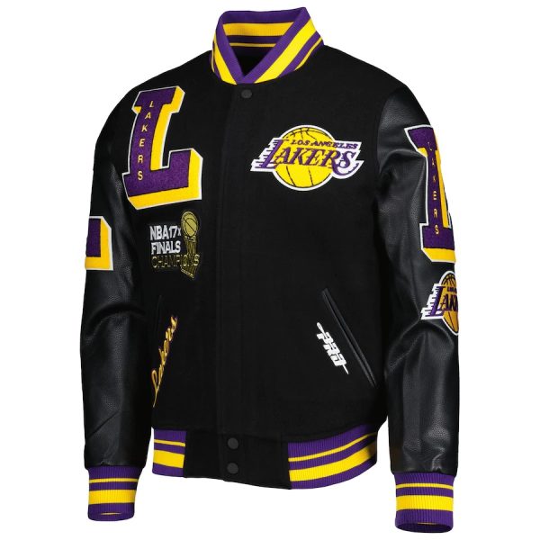 Men's Los Angeles Lakers Pro Standard Black Mash Up Capsule Varsity Jacket