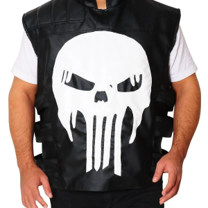 Punisher War Zone Skelton Leather Vest