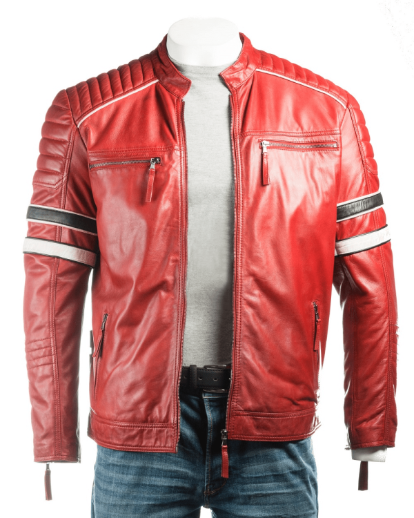 Red Racing Biker Leather Jacket