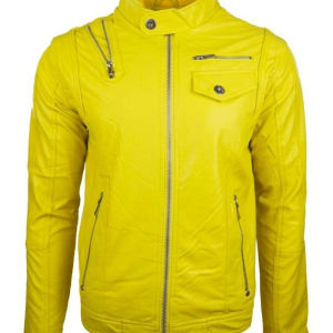 Yellow Motorbike Leather Jacket