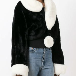 Moschino Question Mark Faux Fur Jacket