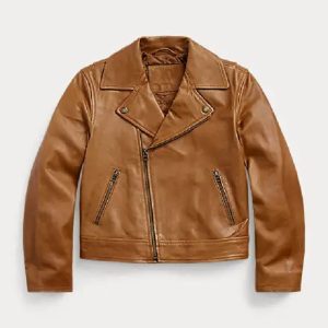 Moto Biker Brown Leather Jacket