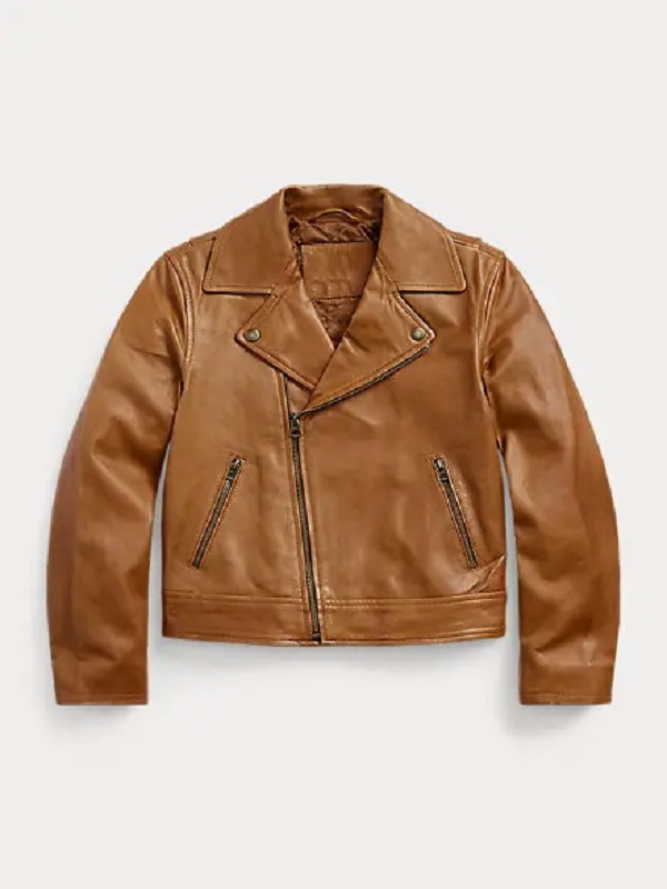 Moto Biker Brown Leather Jacket