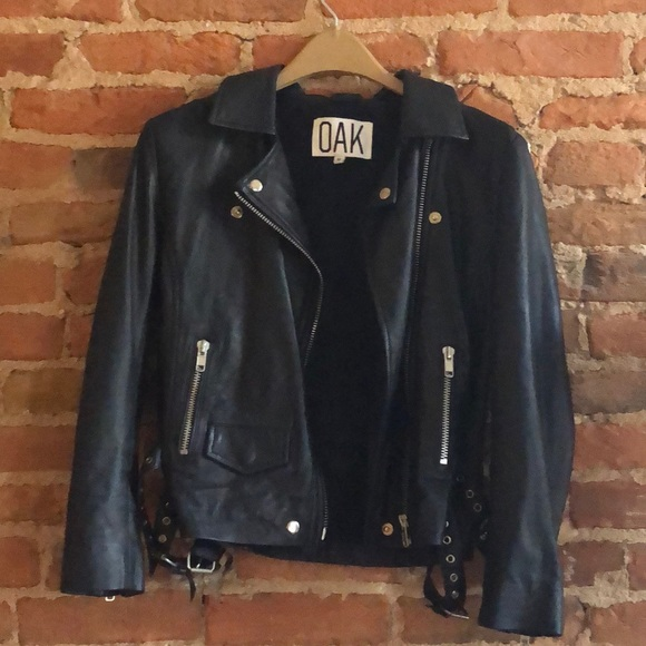 Oak Motor Black Leather Jacket