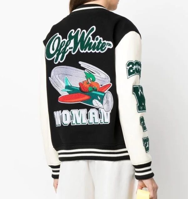 Off-white Embroidered Patches Varsity Jacket