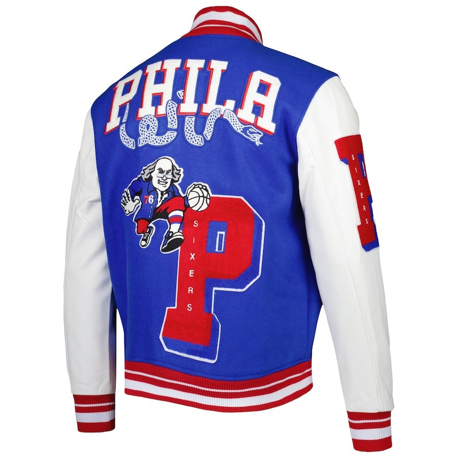 Men's Starter Red Philadelphia 76ers Slider Satin Full-Snap Varsity Jacket Size: Medium