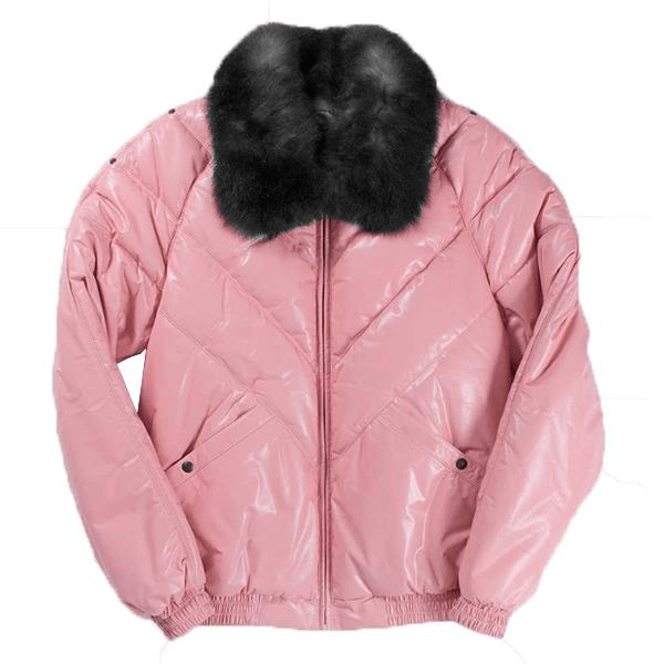 Pink V Bomber Leather Jacket